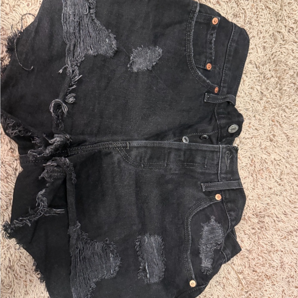 Levi's Black Distressed Jean Shorts